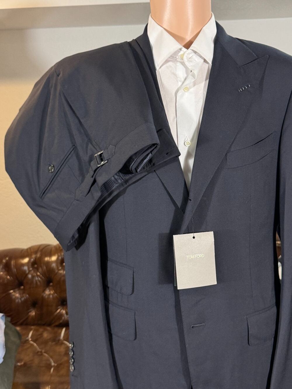 Tom Ford Dark Navy Blue 2Pc Suit Wool 52 42R 36x30 Trousers New With tags
